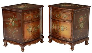 (2) CHINESE POLYCHROME LACQUERED BEDSIDE CABINETS