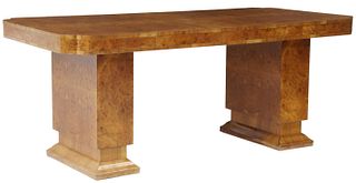 H & L EPSTEIN (ATTR) ART DECO BURLED DINING TABLE