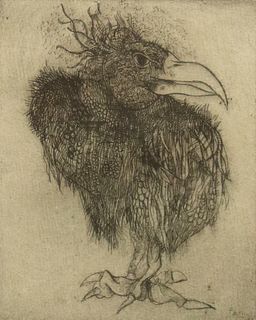 PETER PAONE (B.1936) ETCHING 'VULTURE BIRD'