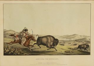 AFTER PETER RINDISBACHER BUFFALO HUNT LITHOGRAPH