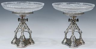 (2) ENGLISH HORACE WOODWARD SILVERPLATE COMPOTES