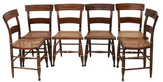 (6) AMERICAN HITCHCOCK STYLE CANE SEAT SIDE CHAIRS