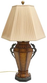 MAITLAND-SMITH BRONZE DRAGON HANDLE TABLE LAMP
