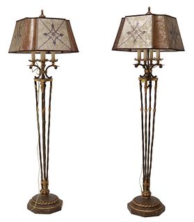 (2) VILLA 1919 RUSTIC WROUGHT IRON FLOOR LAMPS