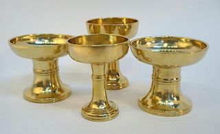 Four Solid Spun Brass Sake Cups