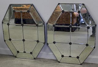 Pair of Decorative Octagonal Paneled Mirrors.