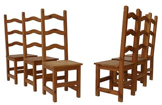 (6) FRENCH PROVINCIAL FRUITWOOD LADDER BACK CHAIRS