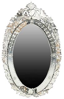 VENETIAN ETCHED GLASS BEVELED MIRROR