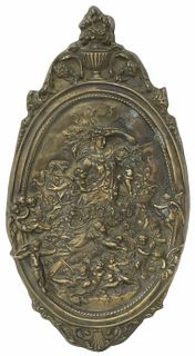 LARGE NEOCLASSICAL PATINATED BRONZE RELIEF PLAQUE