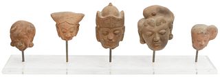 (5) INDONESIAN ANCIENT MAJAPAHIT TERRACOTTA HEADS
