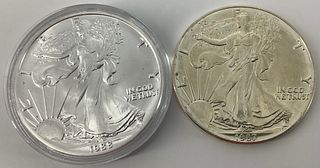 Two U.S. 1oz. One Dollar Fine Silver Eagles
