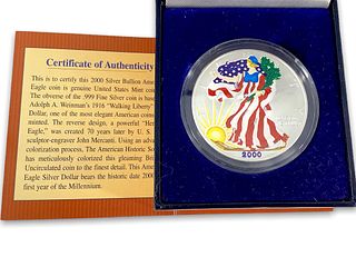 Colorized U.S. Silver Eagle Bullion Coin in Original Box/Packaging