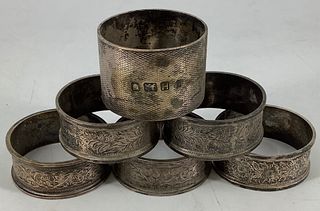 Six Sterling Silver Napkin Rings