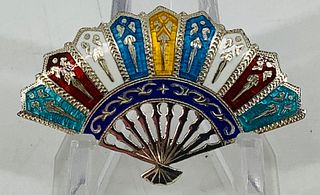 Vintage Siam Sterling Silver Fan Pin
