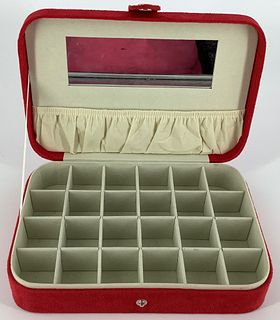 Red Jewelry Box with Divided Tray