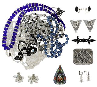 (LOT) VINTAGE CRYSTAL BEAD & OTHER COSTUME JEWELRY