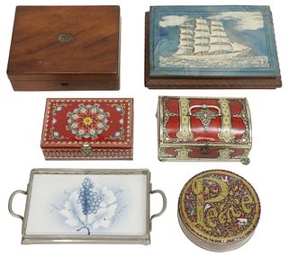 (6) CONTINENTAL BOXES & TABLE ITEMS