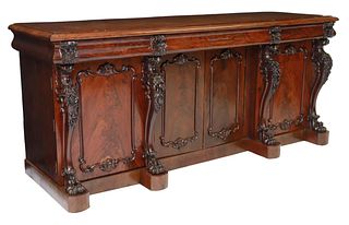 WELL-CARVED ENGLISH VICTORIAN MAHOGANY SIDEBOARD