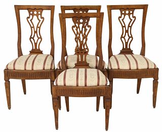 (4) ITALIAN CARVED & UPHOLSTERED SIDE CHAIRS