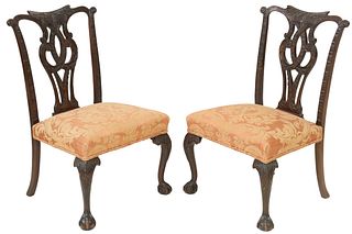 (2) CHIPPENDALE STYLE MAHOGANY SIDE CHAIRS
