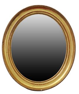 FRENCH GILTWOOD OVAL WALL MIRROR