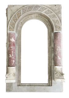 ARCHITECTURAL ITALIAN MARBLE AEDICULE ARCH FRAME