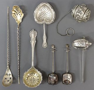 (8) STERLING SILVER TEA INFUSERS & STRAINERS