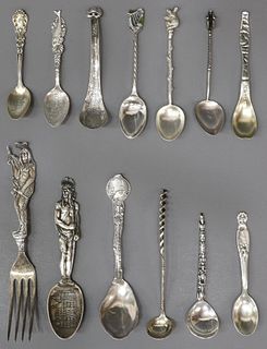 (13) STERLING SOUVENIR & OTHER NOVELTY SPOONS