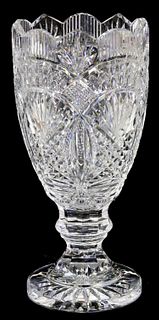 LARGE WATERFORD MASTER CUTTER CRYSTAL VASE, 13"H