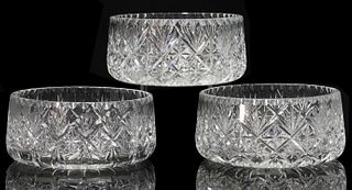 (3) COLORLESS CUT CRYSTAL STAR PATTERN BOWLS