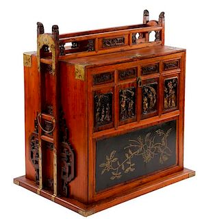 Chinese Lacquered & Brass Mounted Dowry Chest