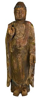 Chinese Charred Wood Buddha Figure
