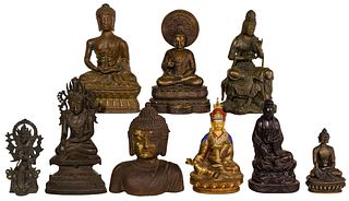 Asian Deity Bronze and Ferrous Figurine Assortment