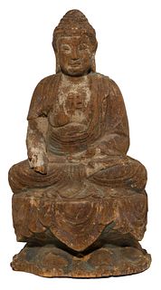 Chinese Carved Wood Buddha Figure