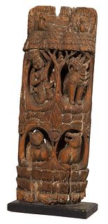 Indonesian Carved Wood Temple Panel