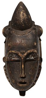 African Baule Carved Wood Tribal Mask