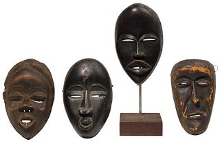 African Carved Wood Dan Mask Assortment