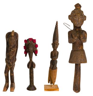 African Carved Wood Female Figure Assortment