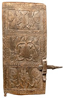 African Carved Wood Senufo Granary Door