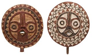 African Carved Wood Sun God Masks