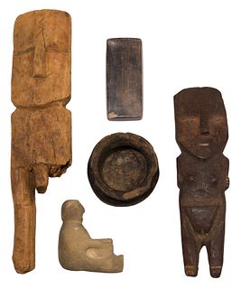 Ethnographic Carved Wood and Pottery Assortment