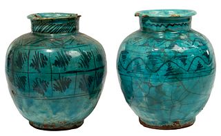 Islamic Kashan Ware Pottery Vases