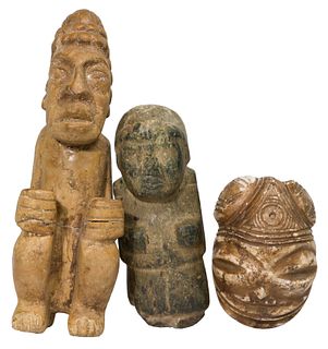 Pre-Columbian Chontal and Nicoya Carved Stone Figurine Assortment