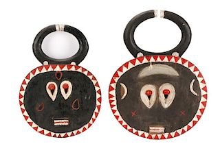 Pair of African Baule Goli Kplekple Masks, 20th C.