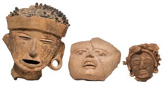 Pre-Columbian Veracruz Terracotta Head Fragment Assortment