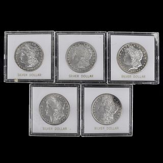 Five US Morgan $1 Silver Coins