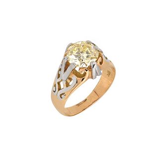 Fancy Yellow Diamond and 18K Ring