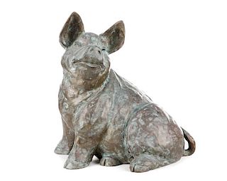 Finkeldei, Bronze Sculpture of a Pig, Signed