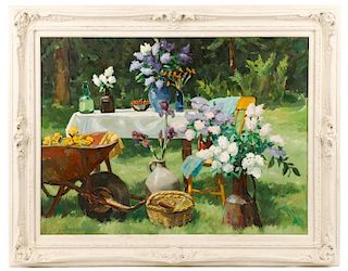 Helmut Gransow, Garden Still Life, Signed Oil