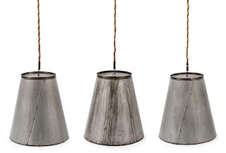 Set of 3 Large Industrial Style Pendant Lights